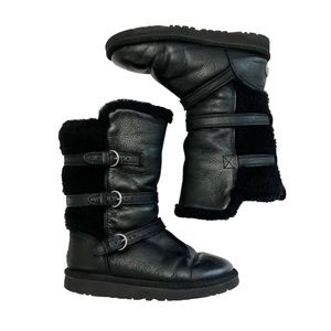 UGG Girls Becket Black Leather Boot